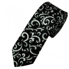 Van Buck Black & Silver Regal Patterned Skinny Prom Tie