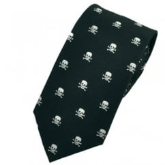 Van Buck Black & Silver White Skulls Silk Tie