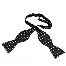 Van Buck Black & White Polka Dot Silk Self Tie Bow Tie