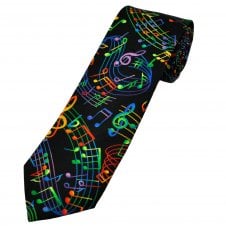 Van Buck Black with Colourful Music Notes Cotton Men's Tie