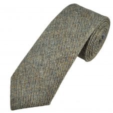 Van Buck Blue Grey Tweed Check 100% Wool Men's Tie