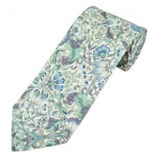 Van Buck Blue Lodden Flower Pattern Tie Made with Liberty Fabric