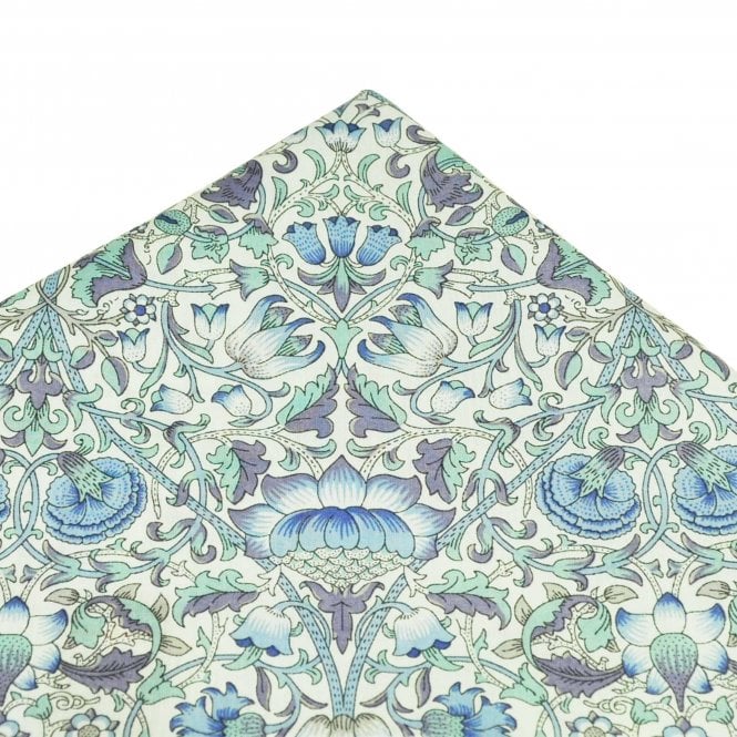 Van Buck Blue Lodden Flower Pocket Square Made with Liberty Fabric