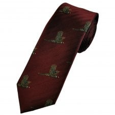Van Buck Burgundy Flying Pheasant Silk Country Men's Designer Tie
