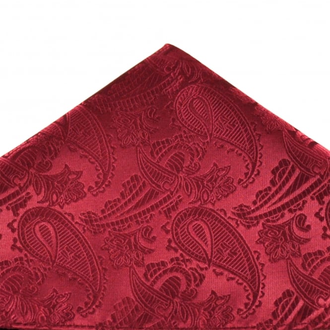 Van Buck Burgundy Paisley Patterned Pocket Square Handkerchief
