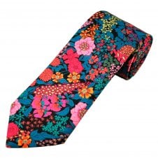 Van Buck Ciara Black Flower Patterned Men's Designer Tie Made With Liberty Fabric