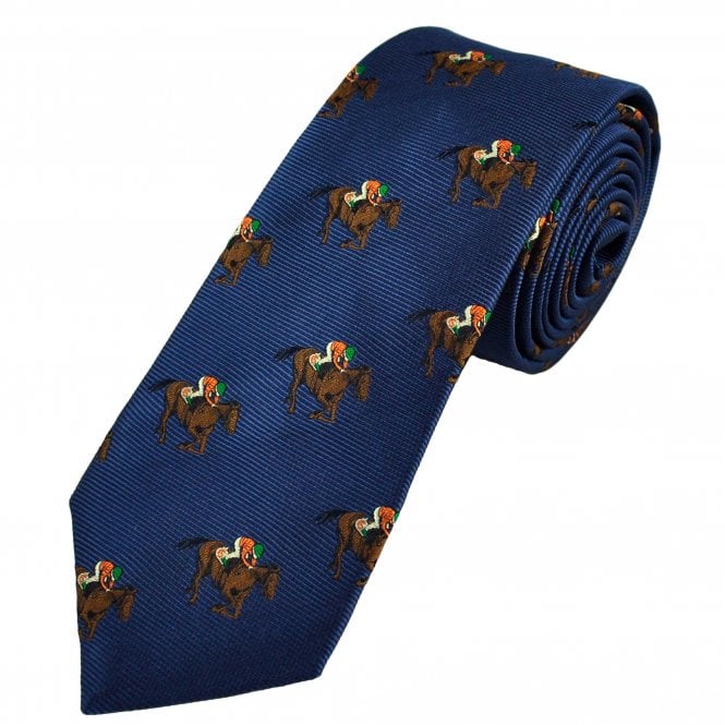 Van Buck Dark Royal Blue Horse Racing Silk Men's Tie