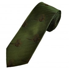 Van Buck Green Flying Pheasant Silk Country Men's Designer Tie
