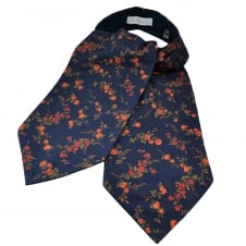 Van Buck Indigo Blue & Coral Flower Cravat Made with Liberty Fabric