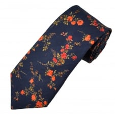 Van Buck Indigo Blue & Coral Flower Men's Tie Made with Liberty Fabric