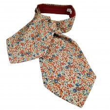 Van Buck Ivory, Blue & Orange Flower Cravat Made with Liberty Fabric