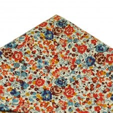Van Buck Ivory, Blue & Orange Pocket Square Made with Liberty Fabric