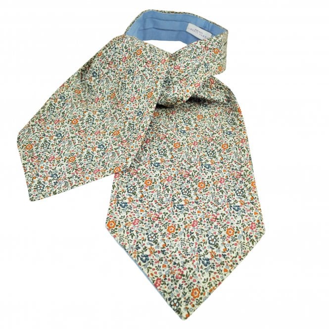 Van Buck Ivory Flower Pattern Day Cravat Made with Liberty Fabric