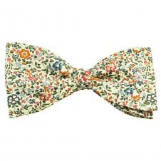 Van Buck Ivory Flower Pattern Men's Bow Tie Made with Liberty Fabric