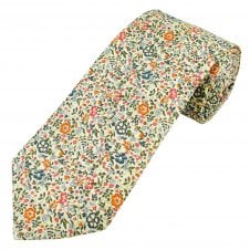 Van Buck Ivory Flower Pattern Men's Tie Made with Liberty Fabric