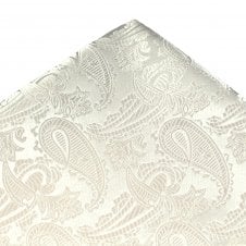 Van Buck Ivory Paisley Patterned Pocket Square Handkerchief