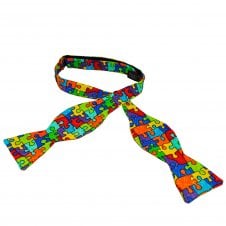 Van Buck Multi Coloured Jigsaw Cotton Men's Self Tie Bow Tie