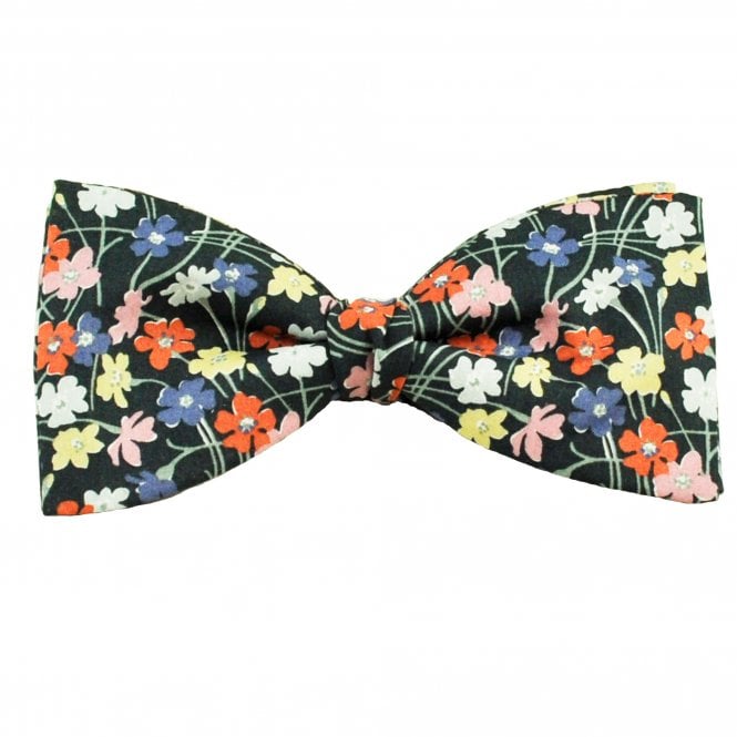 Van Buck Navy Blue Floral Buttercup Bow Tie Made with Liberty Fabric