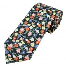 Van Buck Navy Blue Floral Buttercup Men's Tie Made with Liberty Fabric