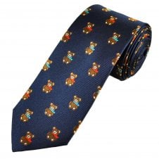 Van Buck Navy Blue Teddy Bear Men's Silk Tie