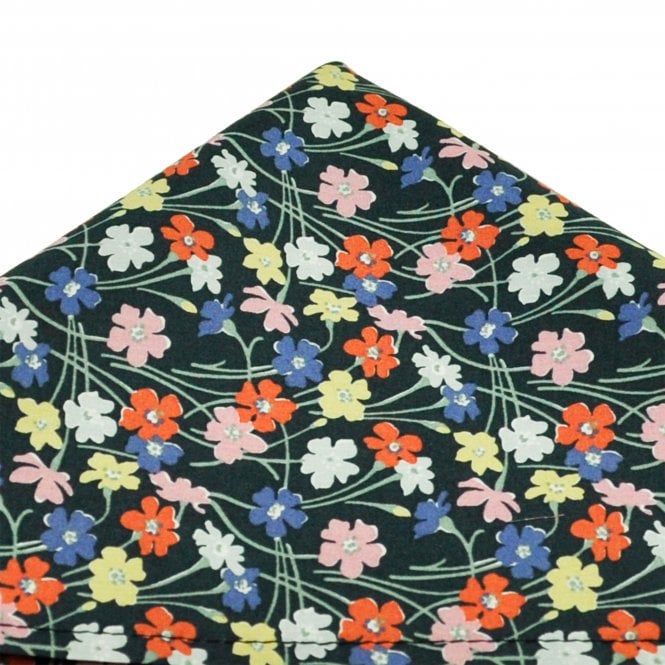 Van Buck Navy Buttercup Floral Pocket Square Made with Liberty Fabric
