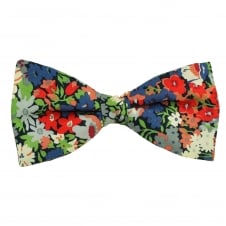Van Buck Navy Flower Pattern Designer Bow Tie Made with Liberty Fabric