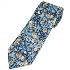 Van Buck Navy Flowers & Birds Designer Tie Made with Liberty Fabric
