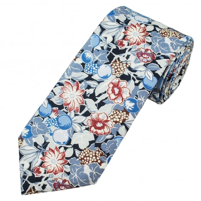 Van Buck Navy, Light Blue & Red Men's Tie Made with Liberty Fabric