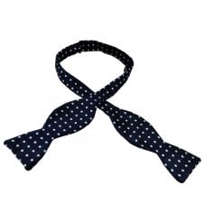 Van Buck Navy & Sky Blue Polka Dot Silk Self Tie Bow Tie