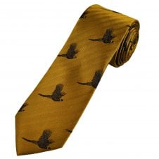 Van Buck Olive Gold Flying Pheasant Silk Country Men's Designer Tie