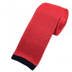 Van Buck Pink Silk Knitted Tie with Navy Blue Square End