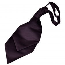Van Buck Plain Aubergine Duchess Satin Men's Scrunchie Ruche Wedding Cravat