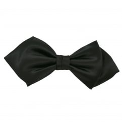 Van Buck Plain Black Diamond Point Wing Tip Satin Bow Tie