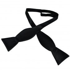 Van Buck Plain Black Satin Men's Self Tie Bow Tie