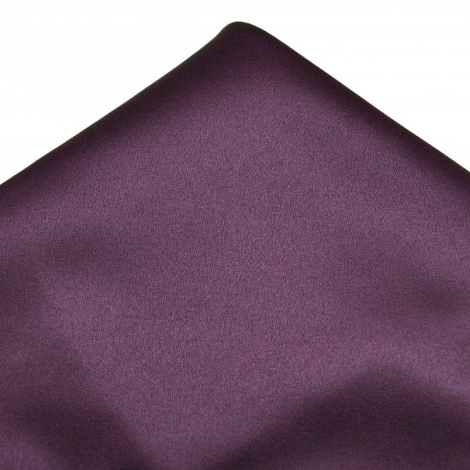 Van Buck Plain Dark Plum Duchess Satin Pocket Square Handkerchief