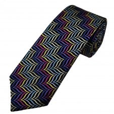 Van Buck Platinum Black & Multi Coloured Wave Pattern Silk Designer Tie