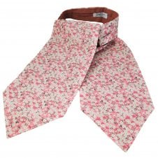 Van Buck Platinum "Mitsi Valeria" Pink & White Flower Pattern Men's Casual Day Cravat - Made with Liberty Fabric