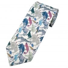 Van Buck Queue For The Zoo Animals Men's Designer Tie - Made with Liberty Fabric