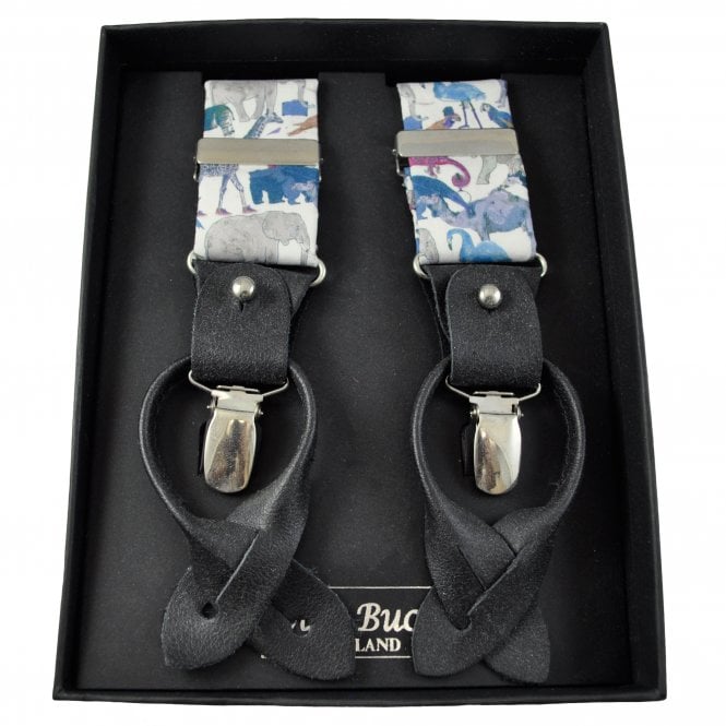 Van Buck Queue for the Zoo Animals Men's Trouser Braces - Made with Liberty Fabric
