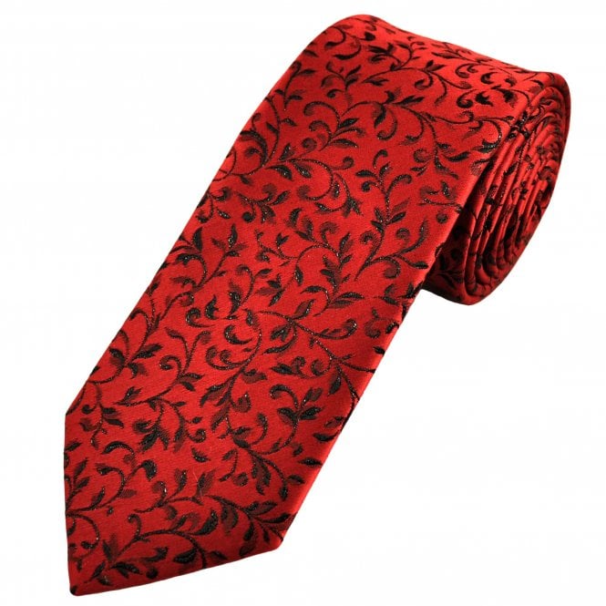 Van Buck Red & Black Patterned Lurex Men's Tie