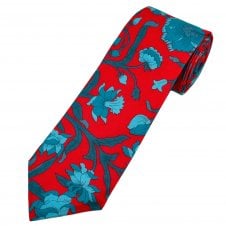 Van Buck Red & Blue Flower Pattern Men's Tie Made with Liberty Fabric
