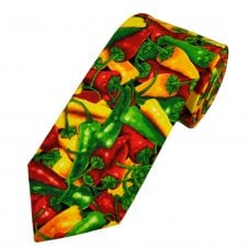 Van Buck Red, Green & Yellow Chili Peppers Cotton Men's Tie