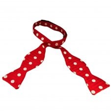 Van Buck Red & Silver Polka Dot Silk Self Tie Bow Tie