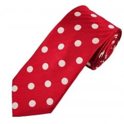 Van Buck Red & Silver Polka Dot Silk Tie