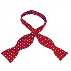 Van Buck Red & White Polka Dot Silk Self Tie Bow Tie