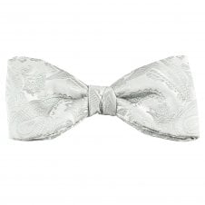 Van Buck Silver Paisley Patterned Men's Bow Tie