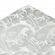 Van Buck Silver Paisley Patterned Pocket Square Handkerchief