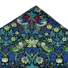 Van Buck Strawberry Thief Navy Blue Pocket Square Handkerchief Made with Liberty Fabric