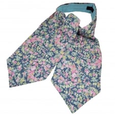 Van Buck Tatum Blue Flower Pattern Day Cravat Made with Liberty Fabric