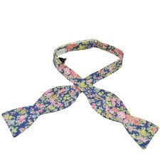 Van Buck Tatum Blue Flower Self Tie Bow Tie Made with Liberty Fabric
